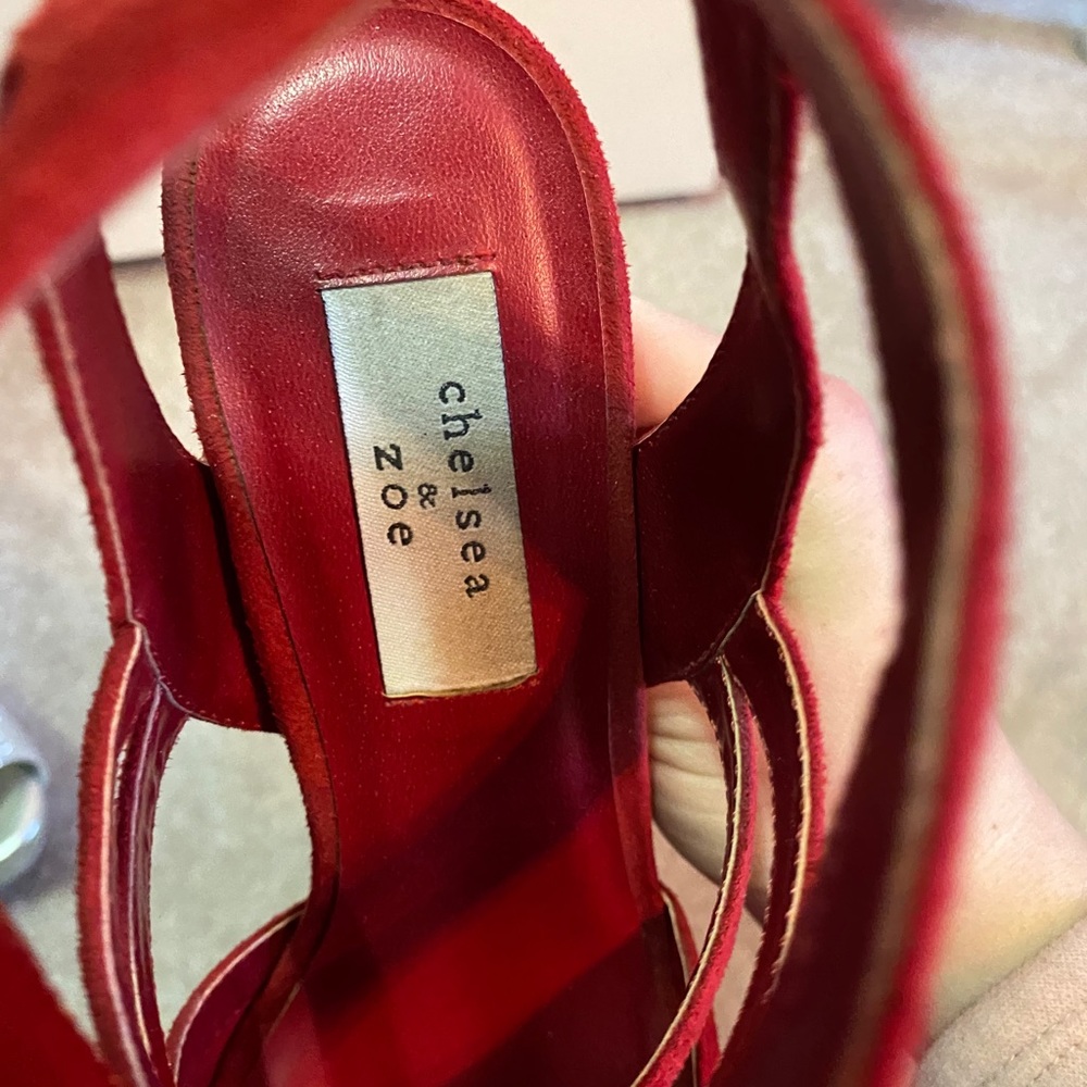 Chelsea & Zoe Red Suede Platform Heels 8.5 - Picture 4 of 10